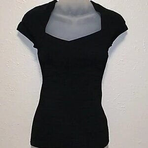 White House Black Market Bodycon Black Blouse